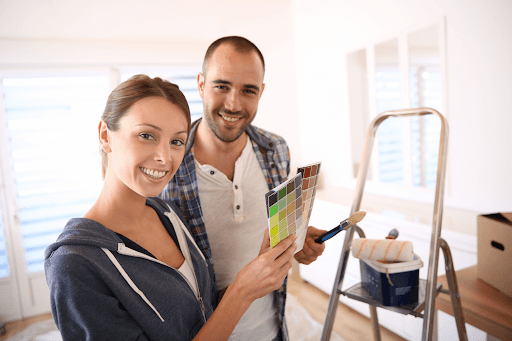 Couple doing home improvements after a home improvement loan